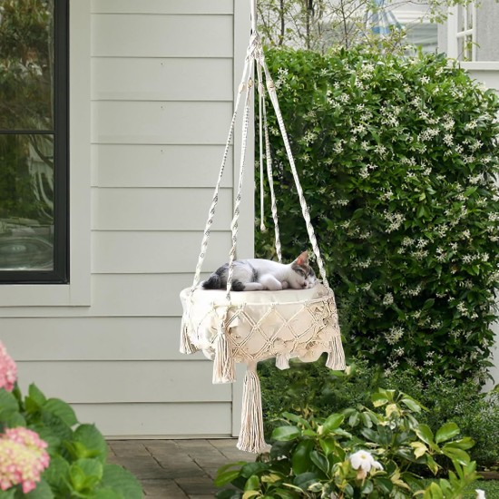 Cat Hammock, Macrame Cat Bed, Hammock for Cat, Cat Swing, Hand Knitted Hanging Cat Nest, Pet Swing (35 cm) Cat Hammock, Macrame Cat Bed, Hammock for Cat, Cat Swing, Hand Knitted Hanging Cat Nest, Pet Swing (35 cm)