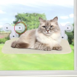 Cat Hammock Window 52 x 30 cm - Cat Bed with Reversible Mat, Cat Lounger Window with Fleece and Mesh Washable, Cat Hammock with 6 Suction Cups, Sturdy Cat Hammock Holds up to 25 kg (Beige) Cat Hammock Window 52 x 30 cm - Cat Bed with Reversible Mat, Cat Lounger Window with Fleece and Mesh Washable, Cat Hammock with 6 Suction Cups, Sturdy Cat Hammock Holds up to 25 kg (Beige)