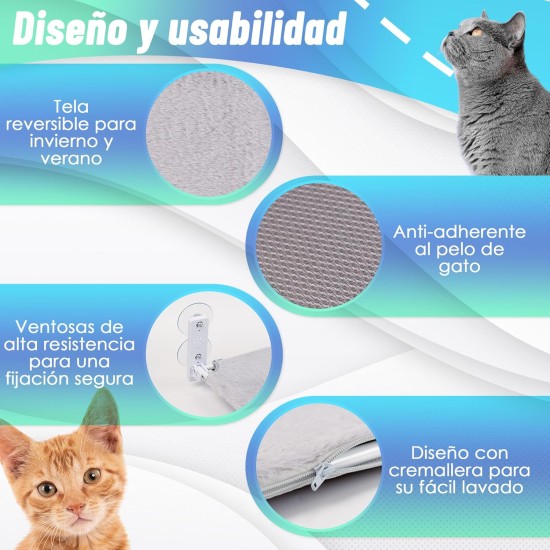Cat Hammock Window Grey Bed + Blanket (30x52cm) Cat Hammock Window Grey Bed + Blanket (30x52cm)