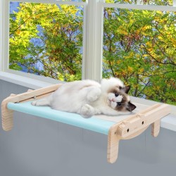 Cat Hammock Window Lounger, 2-in-1 Wooden Cat Hammock and Cat Bed, Cat Balcony for Windows, Cat Lounger, Windowsill, Cat, Window Seats for Large Multiple Cats Cat Hammock Window Lounger, 2-in-1 Wooden Cat Hammock and Cat Bed, Cat Balcony for Windows, Cat Lounger, Windowsill, Cat, Window Seats for Large Multiple Cats