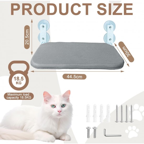 Cat Hammock Window Seats for Cats, Foldable Cat Hammock, Breathable Cat Window Hammock for Monitoring, Sunbathing and Climbing - Holds Maximum up to 15 kg Cat Hammock Window Seats for Cats, Foldable Cat Hammock, Breathable Cat Window Hammock for Monitoring, Sunbathing and Climbing - Holds Maximum up to 15 kg