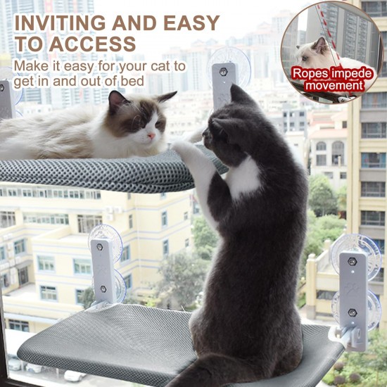 Cat Hammock Window Seats for Cats, Foldable Cat Hammock, Breathable Cat Window Hammock for Monitoring, Sunbathing and Climbing - Holds Maximum up to 15 kg Cat Hammock Window Seats for Cats, Foldable Cat Hammock, Breathable Cat Window Hammock for Monitoring, Sunbathing and Climbing - Holds Maximum up to 15 kg