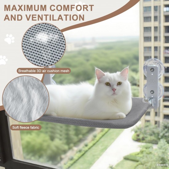 Cat Hammock Window Seats for Cats, Foldable Cat Hammock, Breathable Cat Window Hammock for Monitoring, Sunbathing and Climbing - Holds Maximum up to 15 kg Cat Hammock Window Seats for Cats, Foldable Cat Hammock, Breathable Cat Window Hammock for Monitoring, Sunbathing and Climbing - Holds Maximum up to 15 kg