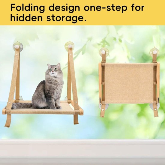 Cat Hammock up to 18 kg, Cat Window Lounger Hammock, Cat Lounger 360° View Hammock, Washable Khaki Window Sill Holder with Strong Suction Cup for Cats, 50 x 38 cm Cat Hammock up to 18 kg, Cat Window Lounger Hammock, Cat Lounger 360° View Hammock, Washable Khaki Window Sill Holder with Strong Suction Cup for Cats, 50 x 38 cm