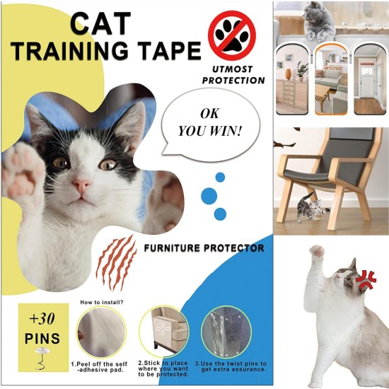 Cat Scratch Protection Sofa, Scratch Protection Door Cat, Transparent Anti-Scratch Tape with 30 Screws, Cat Scratch Protection for Furniture Protection for Sofa, Door, Table, Furniture (20 x 300 cm) Cat Scratch Protection Sofa, Scratch Protection Door Cat, Transparent Anti-Scratch Tape with 30 Screws, Cat Scratch Protection for Furniture Protection for Sofa, Door, Table, Furniture (20 x 300 cm)