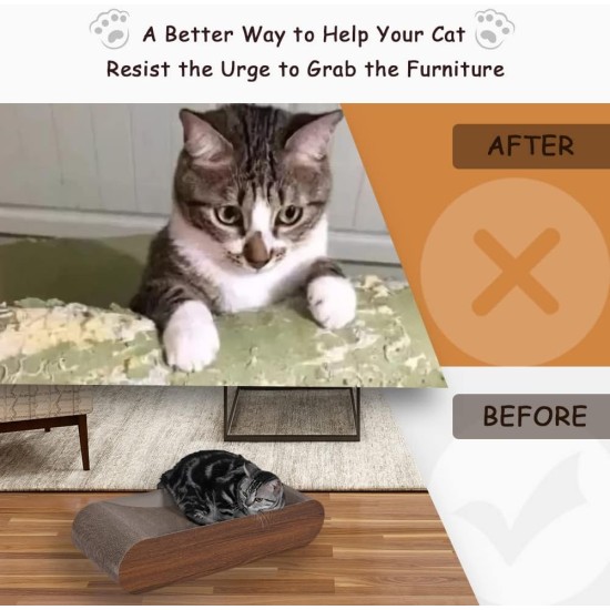 Cat Scratcher, Cardboard Lounge Bed, Bone Shape Design, Recyclable Wavy Scratch Mat, Sturdy and Durable, Furniture Protector, Reversible, Brown Cat Scratcher, Cardboard Lounge Bed, Bone Shape Design, Recyclable Wavy Scratch Mat, Sturdy and Durable, Furniture Protector, Reversible, Brown