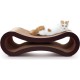 Cat Scratcher, Cardboard Lounge Bed, Bone Shape Design, Recyclable Wavy Scratch Mat, Sturdy and Durable, Furniture Protector, Reversible, Brown