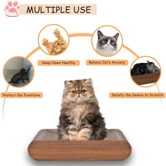 Cat Scratcher, Cardboard Lounge Bed, Bone Shape Design, Recyclable Wavy Scratch Mat, Sturdy and Durable, Furniture Protector, Reversible, Brown Cat Scratcher, Cardboard Lounge Bed, Bone Shape Design, Recyclable Wavy Scratch Mat, Sturdy and Durable, Furniture Protector, Reversible, Brown