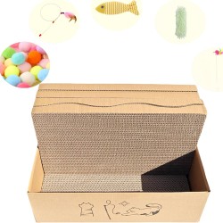 Cat Scratcher Set, 5 Corrugated Cardboard Scratching Boards (3 Flat + 2 Domed), 2 Cardboard Boxes & Interactive Cat Toys - Protect Furniture, Durable & Easy to Clean for House Cats Cat Scratcher Set, 5 Corrugated Cardboard Scratching Boards (3 Flat + 2 Domed), 2 Cardboard Boxes & Interactive Cat Toys - Protect Furniture, Durable & Easy to Clean for House Cats
