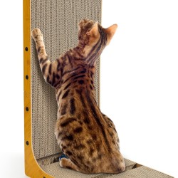 Cat Scratching Board, 70 cm High, L-Shaped Structure Design, Scratching Mat, Equipped with Cat Toy, Consisting of High Density, Strong Corrugated Paper Suitable for Walls and Sofa Placement Cat Scratching Board, 70 cm High, L-Shaped Structure Design, Scratching Mat, Equipped with Cat Toy, Consisting of High Density, Strong Corrugated Paper Suitable for Walls and Sofa Placement