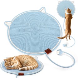 Cat Scratching Boards 50 cm Improved and Enlarged Sisal Carpet Scratching Mat Cat with Cotton Ball Toy & Cat Ear Design, Cat Scratching Mat for Wall Cats Scratching Mat (Blue) Cat Scratching Boards 50 cm Improved and Enlarged Sisal Carpet Scratching Mat Cat with Cotton Ball Toy & Cat Ear Design, Cat Scratching Mat for Wall Cats Scratching Mat (Blue)