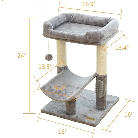 Cat Scratching Post Tower for Indoor Cats with Scratching Post Platform for Kittens and Cats (Light Grey) Cat Scratching Post Tower for Indoor Cats with Scratching Post Platform for Kittens and Cats (Light Grey)