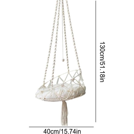 Cat Swing Hammock, Macrame Cat Hammock, Boho Swing Bed Hammock for House Cats, Comfortable Bedding for Pets, Cats, Kittens, for Sleeping, Playing, Climbing Cat Swing Hammock, Macrame Cat Hammock, Boho Swing Bed Hammock for House Cats, Comfortable Bedding for Pets, Cats, Kittens, for Sleeping, Playing, Climbing