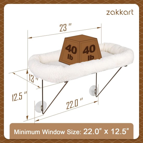 Cat Window Perch - 100% Metal Supported from Below - Comes with Warm Spacious Pet Bed - Cat Window Hammock for Large Cats & Kittens - for Sunbathing, Napping & Overlooking (White) Cat Window Perch - 100% Metal Supported from Below - Comes with Warm Spacious Pet Bed - Cat Window Hammock for Large Cats & Kittens - for Sunbathing, Napping & Overlooking (White)