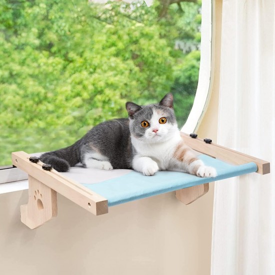 Cat Window Seat, Cat Bed Hammock, Wood, Adjustable Perch for Cat Windows, Removable, Washable, Soft Pad, Holds up to 40 lbs Cat Window Seat, Cat Bed Hammock, Wood, Adjustable Perch for Cat Windows, Removable, Washable, Soft Pad, Holds up to 40 lbs