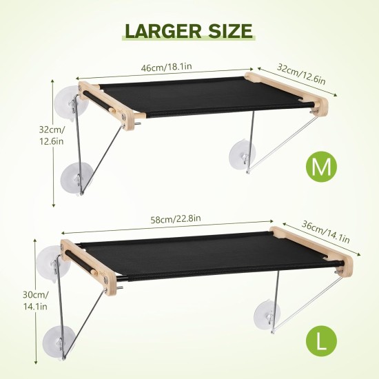 Cat Window Seats (up to 15 kg), Window Lounger Hammock for Cats with Solid Wood and Metal, Sturdy Window Sill, Hanging Bed Window with Suction Cup Cat Window Seats (up to 15 kg), Window Lounger Hammock for Cats with Solid Wood and Metal, Sturdy Window Sill, Hanging Bed Window with Suction Cup