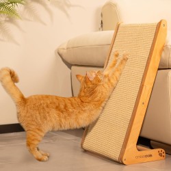 CheerPals Dual-Use Sisal Cat Scratching Board Large 63 cm H, Solid Beech & Natural Sisal Scratching Post Cat, L-Shaped Scratching Furniture for All Cats Play, Relaxing CheerPals Dual-Use Sisal Cat Scratching Board Large 63 cm H, Solid Beech & Natural Sisal Scratching Post Cat, L-Shaped Scratching Furniture for All Cats Play, Relaxing