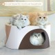 ComSaf Scratching Board for Cats, 44 x 34 x 10 cm, Cat Scratching Mat, Oval Cat Toy, Scratching Furniture, Corrugated Cardboard, Recyclable Scratching Pad Made of Quality Cardboard, Keep Cats Fun Healthy