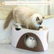 ComSaf Scratching Board for Cats, 44 x 34 x 10 cm, Cat Scratching Mat, Oval Cat Toy, Scratching Furniture, Corrugated Cardboard, Recyclable Scratching Pad Made of Quality Cardboard, Keep Cats Fun Healthy