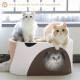 ComSaf Scratching Board for Cats, 44 x 34 x 10 cm, Cat Scratching Mat, Oval Cat Toy, Scratching Furniture, Corrugated Cardboard, Recyclable Scratching Pad Made of Quality Cardboard, Keep Cats Fun Healthy