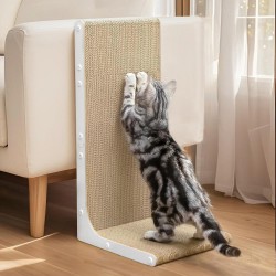 Conlun Cat Scratching Board, 58 cm L Shaped Wall Mounted, Vertical Scratching Surface, Durable Cardboard Furniture Protector for Indoor Cats, Large, White Conlun Cat Scratching Board, 58 cm L Shaped Wall Mounted, Vertical Scratching Surface, Durable Cardboard Furniture Protector for Indoor Cats, Large, White