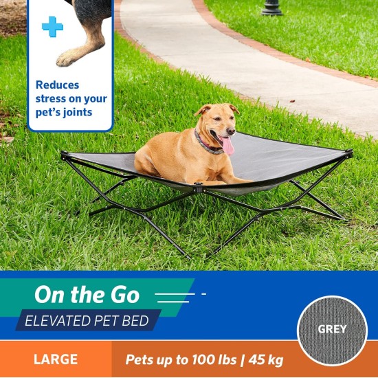 Coolaroo On The Go Raised Pet Bed, Large, Grey Coolaroo On The Go Raised Pet Bed, Large, Grey