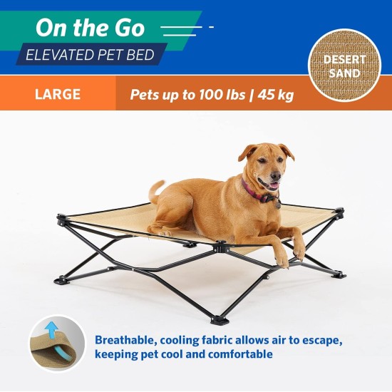 Coolaroo On The Go Raised Pet Bed, Large, Grey Coolaroo On The Go Raised Pet Bed, Large, Grey