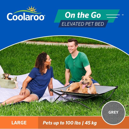 Coolaroo On The Go Raised Pet Bed, Large, Grey Coolaroo On The Go Raised Pet Bed, Large, Grey