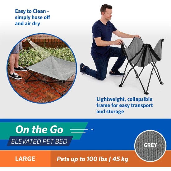 Coolaroo On The Go Raised Pet Bed, Large, Grey Coolaroo On The Go Raised Pet Bed, Large, Grey