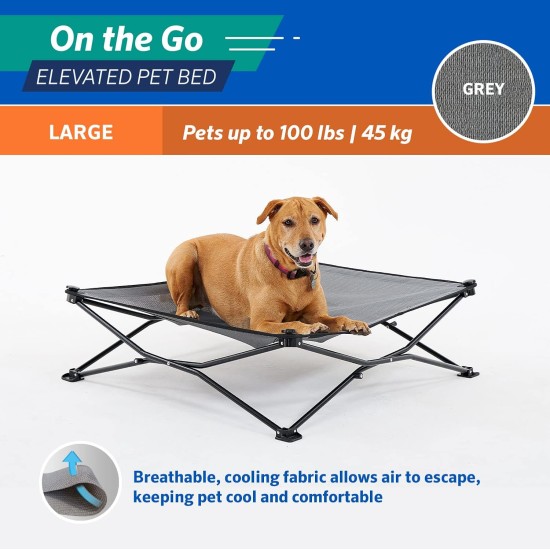 Coolaroo On The Go Raised Pet Bed, Large, Grey Coolaroo On The Go Raised Pet Bed, Large, Grey