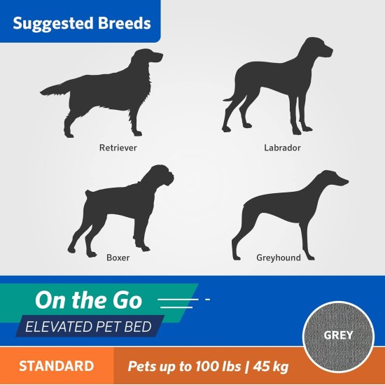 Coolaroo On The Go Raised Pet Bed, Large, Grey Coolaroo On The Go Raised Pet Bed, Large, Grey