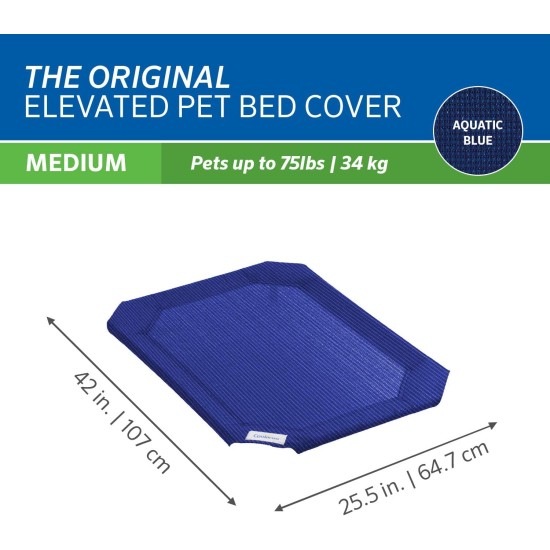 Coolaroo The Original Replacement Elevated Pet Bed Cover, Medium, Aqua Blue Coolaroo The Original Replacement Elevated Pet Bed Cover, Medium, Aqua Blue