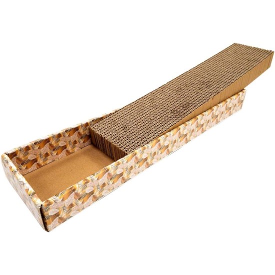 Croci 2 Layers Cardboard Cat Scratching Post with Non Slip Feet & Catnip Envelope - Leaves Style 48 x 12.5 x 5cm Croci 2 Layers Cardboard Cat Scratching Post with Non Slip Feet & Catnip Envelope - Leaves Style 48 x 12.5 x 5cm