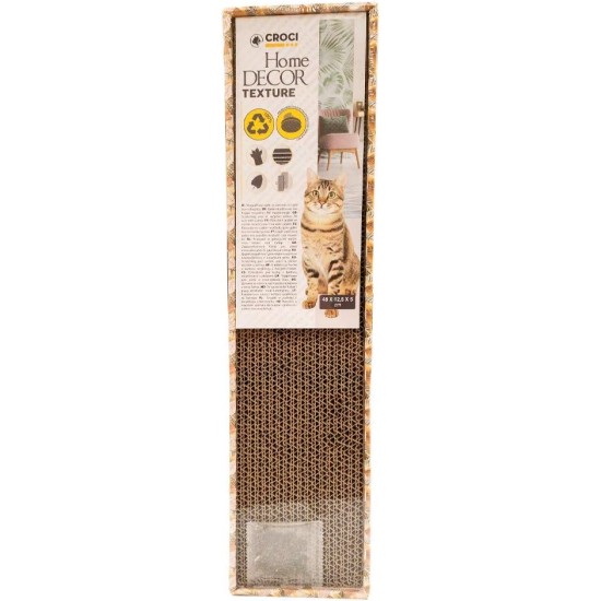 Croci 2 Layers Cardboard Cat Scratching Post with Non Slip Feet & Catnip Envelope - Leaves Style 48 x 12.5 x 5cm Croci 2 Layers Cardboard Cat Scratching Post with Non Slip Feet & Catnip Envelope - Leaves Style 48 x 12.5 x 5cm