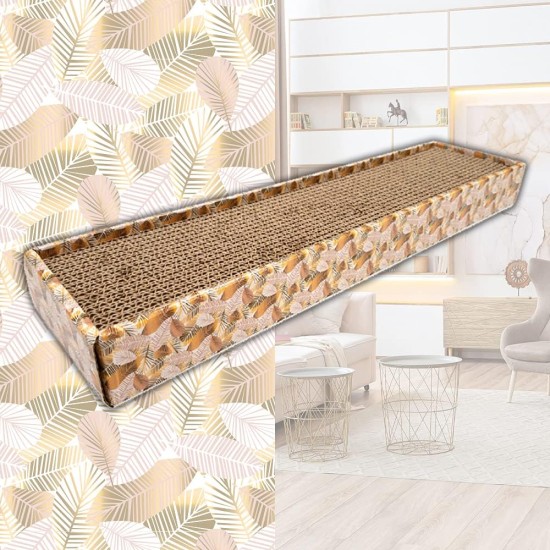 Croci 2 Layers Cardboard Cat Scratching Post with Non Slip Feet & Catnip Envelope - Leaves Style 48 x 12.5 x 5cm Croci 2 Layers Cardboard Cat Scratching Post with Non Slip Feet & Catnip Envelope - Leaves Style 48 x 12.5 x 5cm
