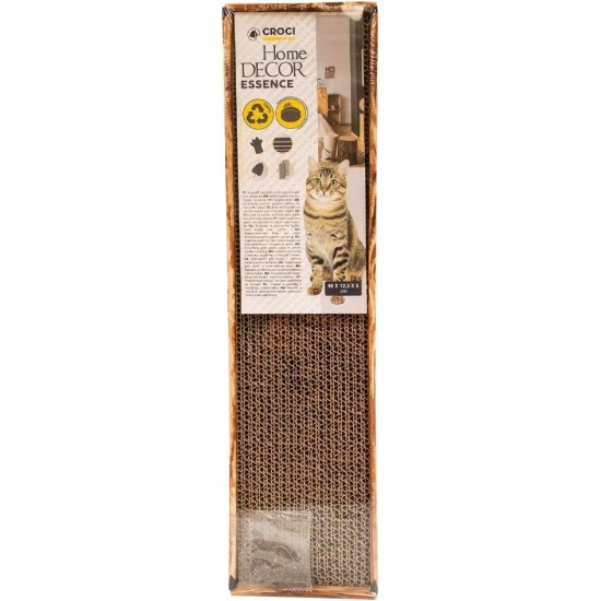 Croci 2 Layers Cardboard Cat Scratching Post with Non Slip Feet & Catnip Envelope - Leaves Style 48 x 12.5 x 5cm Croci 2 Layers Cardboard Cat Scratching Post with Non Slip Feet & Catnip Envelope - Leaves Style 48 x 12.5 x 5cm