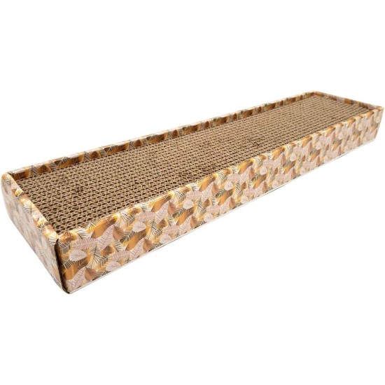 Croci 2 Layers Cardboard Cat Scratching Post with Non Slip Feet & Catnip Envelope - Leaves Style 48 x 12.5 x 5cm Croci 2 Layers Cardboard Cat Scratching Post with Non Slip Feet & Catnip Envelope - Leaves Style 48 x 12.5 x 5cm