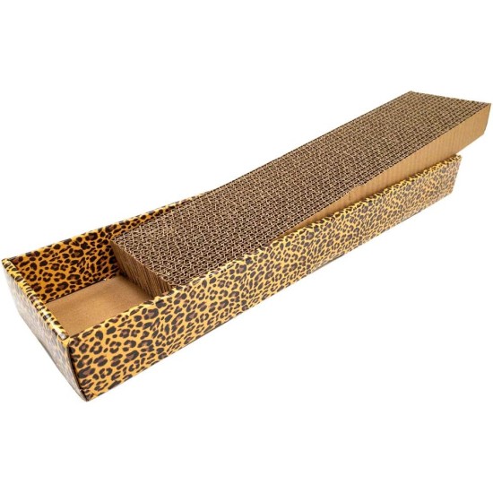 Croci Cat Scratching Post 2 Ply Cardboard Cat Scratching Post with Non-Slip Feet and Catnip Leopard Style 48 x 12.5 x 5cm Croci Cat Scratching Post 2 Ply Cardboard Cat Scratching Post with Non-Slip Feet and Catnip Leopard Style 48 x 12.5 x 5cm