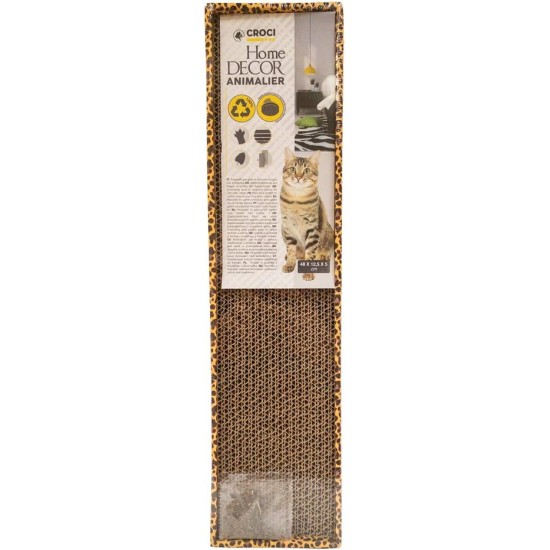 Croci Cat Scratching Post 2 Ply Cardboard Cat Scratching Post with Non-Slip Feet and Catnip Leopard Style 48 x 12.5 x 5cm Croci Cat Scratching Post 2 Ply Cardboard Cat Scratching Post with Non-Slip Feet and Catnip Leopard Style 48 x 12.5 x 5cm