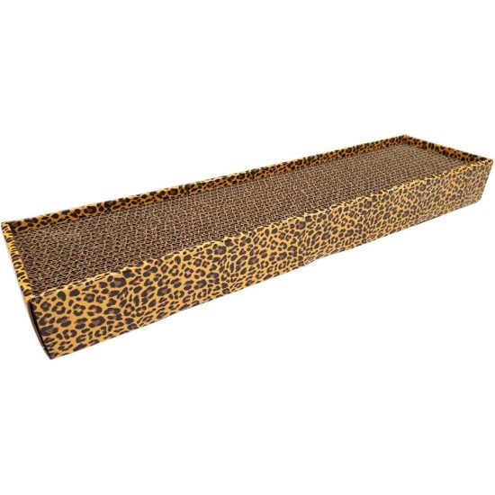 Croci Cat Scratching Post 2 Ply Cardboard Cat Scratching Post with Non-Slip Feet and Catnip Leopard Style 48 x 12.5 x 5cm Croci Cat Scratching Post 2 Ply Cardboard Cat Scratching Post with Non-Slip Feet and Catnip Leopard Style 48 x 12.5 x 5cm