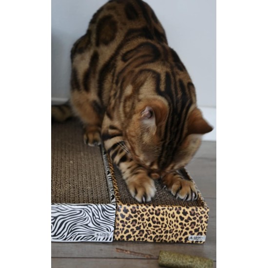 Croci Cat Scratching Post 2 Ply Cardboard Cat Scratching Post with Non-Slip Feet and Catnip Leopard Style 48 x 12.5 x 5cm Croci Cat Scratching Post 2 Ply Cardboard Cat Scratching Post with Non-Slip Feet and Catnip Leopard Style 48 x 12.5 x 5cm