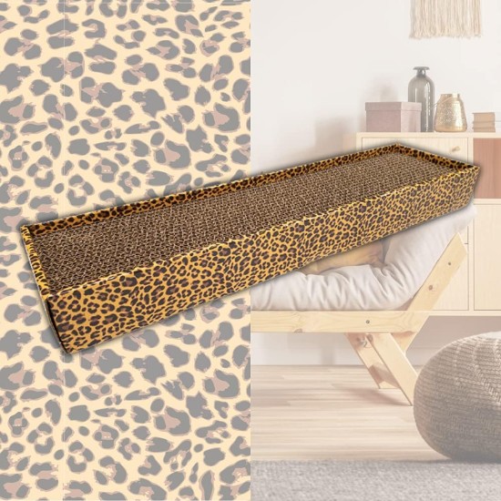 Croci Cat Scratching Post 2 Ply Cardboard Cat Scratching Post with Non-Slip Feet and Catnip Leopard Style 48 x 12.5 x 5cm Croci Cat Scratching Post 2 Ply Cardboard Cat Scratching Post with Non-Slip Feet and Catnip Leopard Style 48 x 12.5 x 5cm
