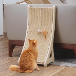 Curved Cat Scratching Post Sisal Scratching Ramp for Kittens, L-shaped Scratching Pad for House Cats, 25.6 Inch Furniture Protector with Mouse Toy Curved Cat Scratching Post Sisal Scratching Ramp for Kittens, L-shaped Scratching Pad for House Cats, 25.6 Inch Furniture Protector with Mouse Toy