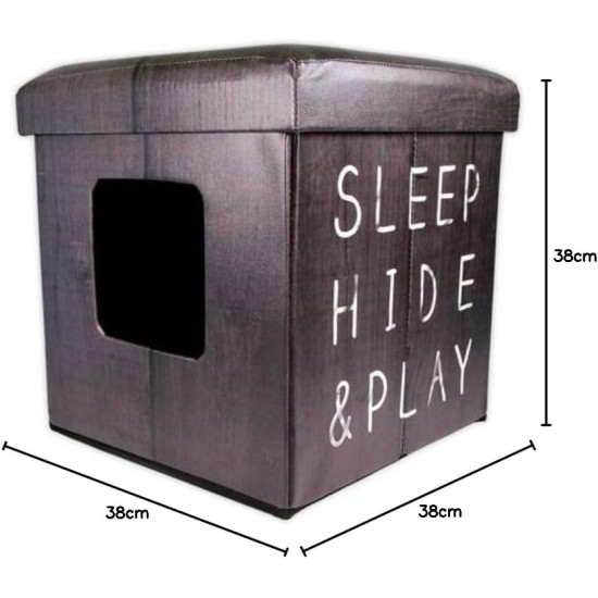 D&D Sleep/Hide/Play Pet-Ottoman, 38 x 38 x 38 cm, Dark Brown D&D Sleep/Hide/Play Pet-Ottoman, 38 x 38 x 38 cm, Dark Brown