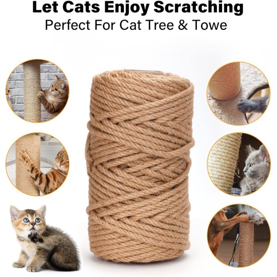 DOBIGER 50 m Sisal Rope for Scratching Post 8 mm, Natural Sisal Rope for Cats, Scratching Rope, Household, Garden, DIY, Decoration DOBIGER 50 m Sisal Rope for Scratching Post 8 mm, Natural Sisal Rope for Cats, Scratching Rope, Household, Garden, DIY, Decoration