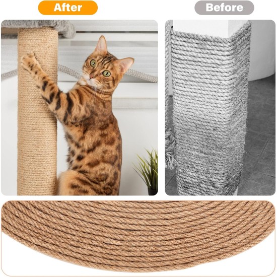 DOBIGER 50 m Sisal Rope for Scratching Post 8 mm, Natural Sisal Rope for Cats, Scratching Rope, Household, Garden, DIY, Decoration DOBIGER 50 m Sisal Rope for Scratching Post 8 mm, Natural Sisal Rope for Cats, Scratching Rope, Household, Garden, DIY, Decoration