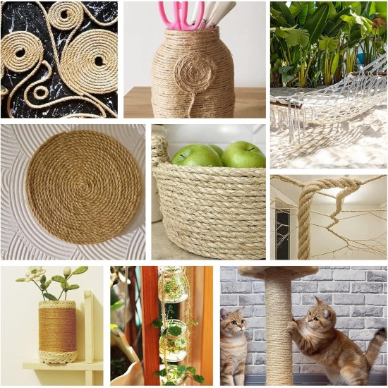 DOBIGER 50 m Sisal Rope for Scratching Post 8 mm, Natural Sisal Rope for Cats, Scratching Rope, Household, Garden, DIY, Decoration DOBIGER 50 m Sisal Rope for Scratching Post 8 mm, Natural Sisal Rope for Cats, Scratching Rope, Household, Garden, DIY, Decoration