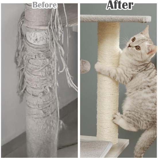 DOBIGER 50 m Sisal Rope for Scratching Post 8 mm, Natural Sisal Rope for Cats, Scratching Rope, Household, Garden, DIY, Decoration DOBIGER 50 m Sisal Rope for Scratching Post 8 mm, Natural Sisal Rope for Cats, Scratching Rope, Household, Garden, DIY, Decoration