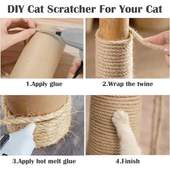 DOBIGER 50 m Sisal Rope for Scratching Post 8 mm, Natural Sisal Rope for Cats, Scratching Rope, Household, Garden, DIY, Decoration DOBIGER 50 m Sisal Rope for Scratching Post 8 mm, Natural Sisal Rope for Cats, Scratching Rope, Household, Garden, DIY, Decoration