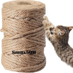 DOBIGER 50 m Sisal Rope for Scratching Post 8 mm, Natural Sisal Rope for Cats, Scratching Rope, Household, Garden, DIY, Decoration DOBIGER 50 m Sisal Rope for Scratching Post 8 mm, Natural Sisal Rope for Cats, Scratching Rope, Household, Garden, DIY, Decoration